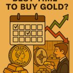 Calendar showing gold bars and market timing trends
